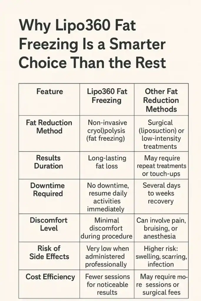 Is it possible to permanently freeze fat cells? 2 Table showing benefits of fat freezing to remove fat cells Wisley from Lipo 360