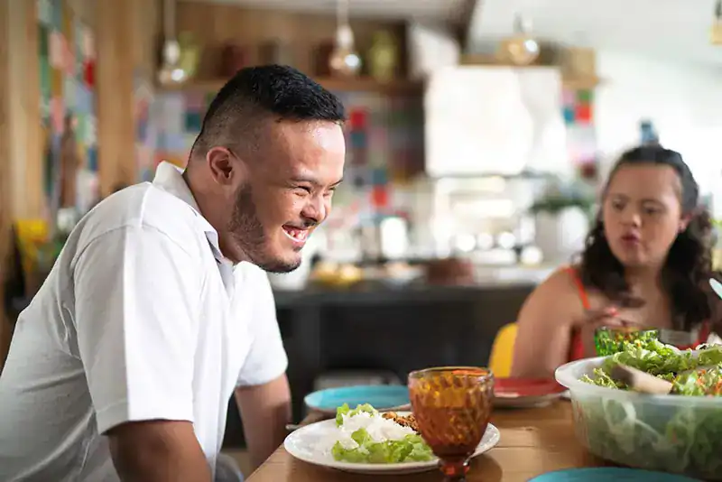 Image of a disabled man and balance around nutrition to aid weight loss Wisley