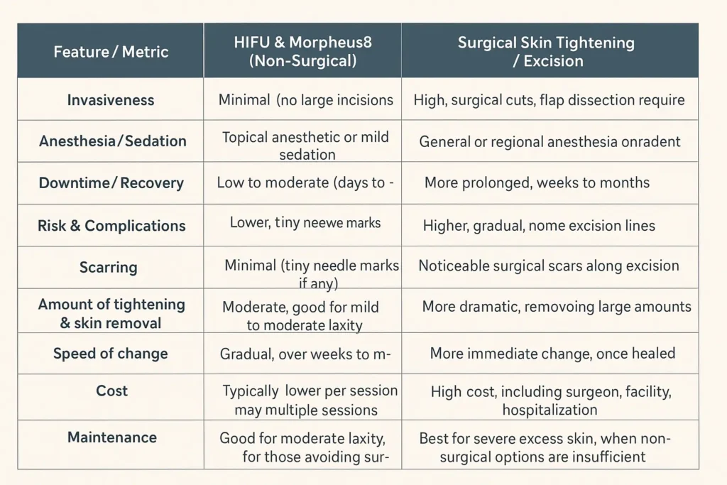 The Science of Skin Tightening 2 Table of skin tightening Wisley benefits compared to surgical options